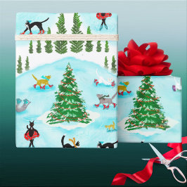 Funny Cats im Winter Wonderland Urlaub Geschenkpapier