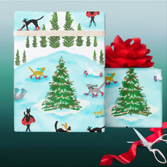 Funny Cats im Winter Wonderland Urlaub Geschenkpapier (Von Creator hochgeladen)