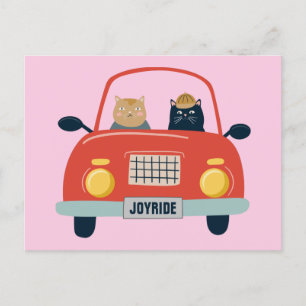 Funny Cats Joyrie in Cat Car Car Postcard Postkarte