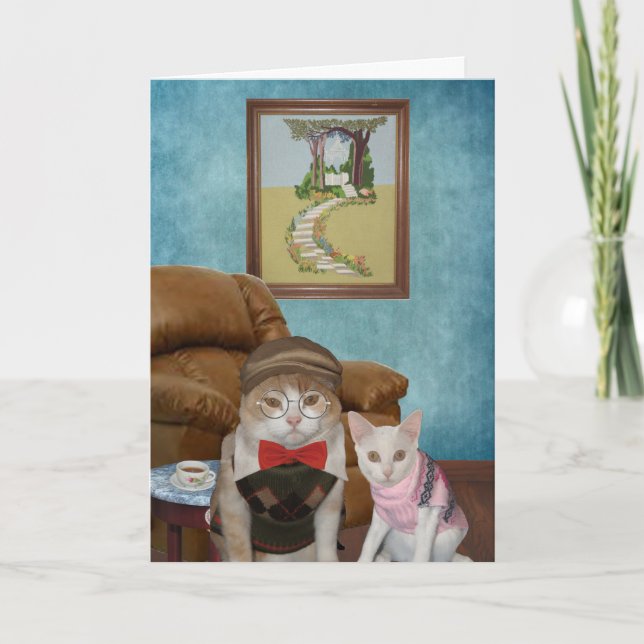 Funny Cats/Kätzchens Vatertag Karte (Vorderseite)
