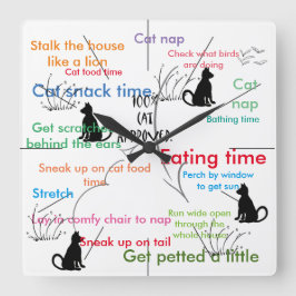 Funny Cats Kitty Cat Activity Quadratische Wanduhr