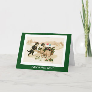 Funny Cats Personnalisable Carte de Nouvel An Vint