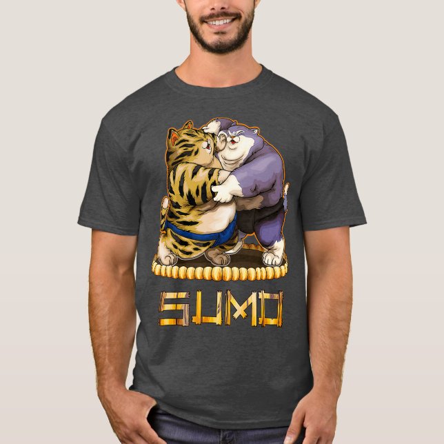 Funny Cats Sumo Wrestler Japanische Katze Sumo T-Shirt (Vorderseite)