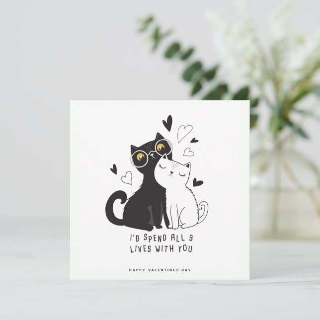 Funny Cats Valentines Carte de voeux de jour (Debout devant)