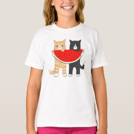 Funny Cats Watermelon Hipster Animal Graphic T-Shi T-Shirt