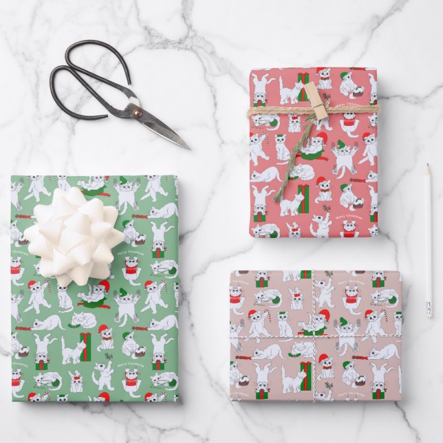 Funny Cats Weihnachten Geschenkpapier Set (Vorderseite)