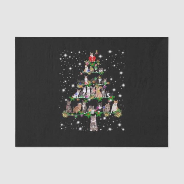 Funny Cats Weihnachtsbaum T-Shirt Dekor Seidenpapier (Vorderseite)