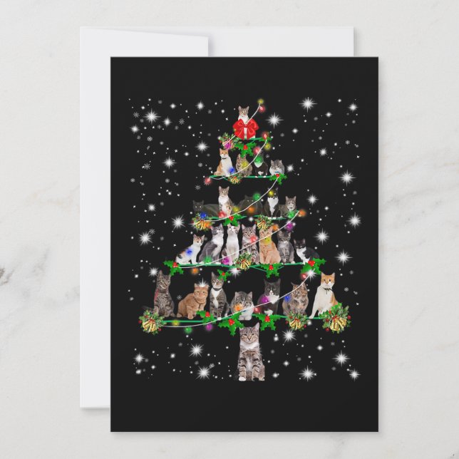 Funny Cats Weihnachtsbaum T-Shirt Dekoration Gesch Einladung (Vorderseite)