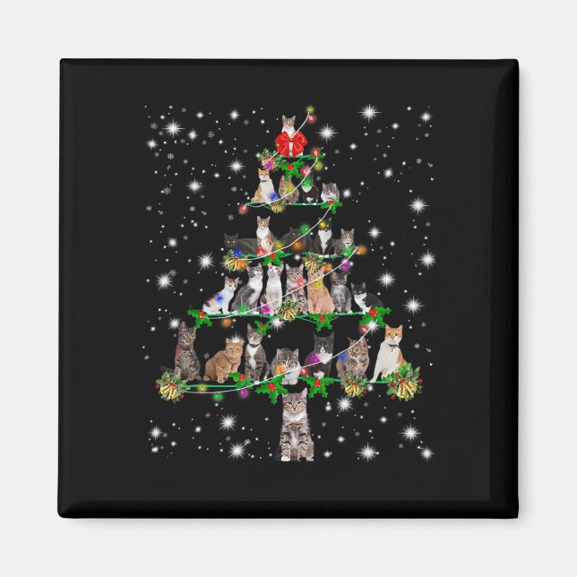 Funny Cats Weihnachtsbaum T-Shirt Dekoration Gesch Magnet (Vorne)