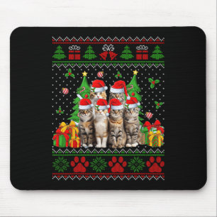 Funny Cats Weihnachtsmannmütze Weihnachtsbaum Ugly Mousepad