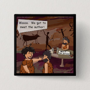 Funny Caveman Autor "Meet The Author" Button