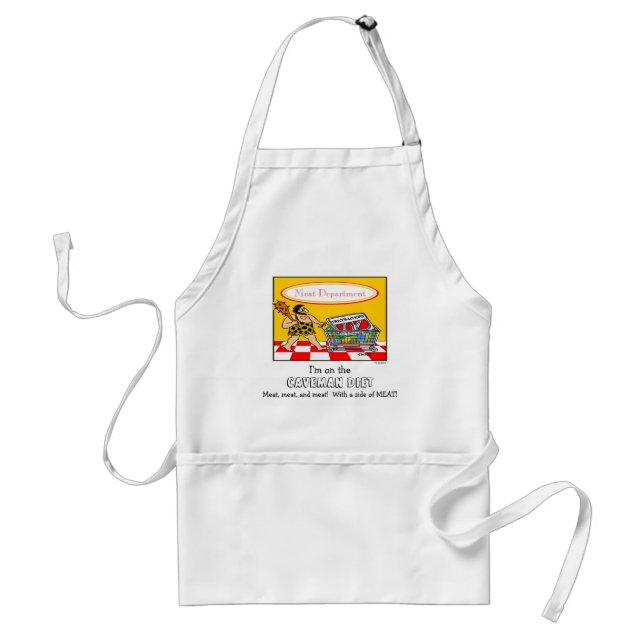 Funny Caveman Diet Meat Lover Cartoon Art BQ Schürze (Vorne)