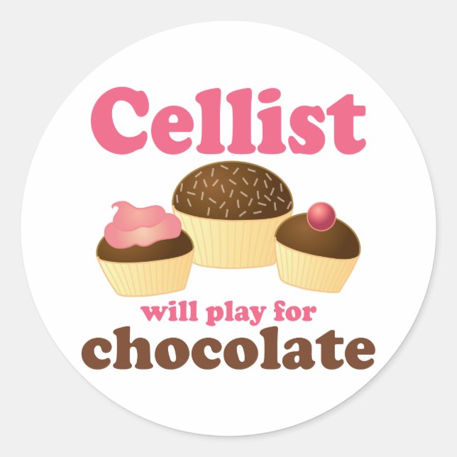 Funny Cello Chocolate Design Runder Aufkleber (Vorderseite)