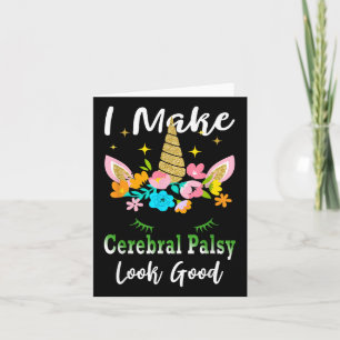 Funny Cerebral Palsy Awareness Unicorn Green Karte