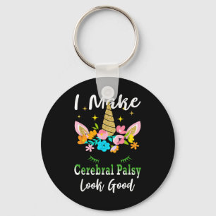 Funny Cerebral Palsy Awareness Unicorn Green Schlüsselanhänger