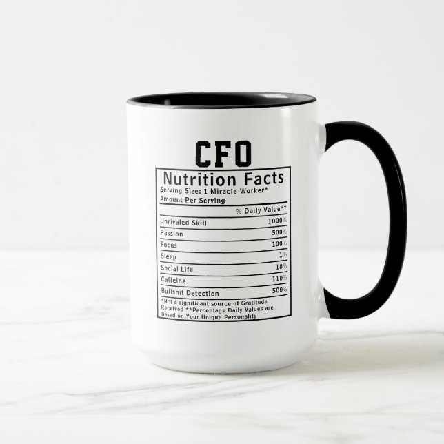 Funny CFO Nutrition Facts Gift For Chief Financial Tasse (Rechts)