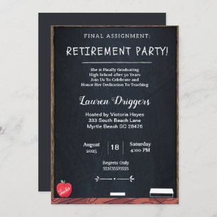 Funny Chalkboard Enseignant Retraite Invitation