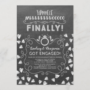 Funny Chalkboard Style Endlich Engagement Party Einladung