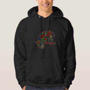 Funny Chameleon Animals Puzzle Pieces Autismus Awa Hoodie