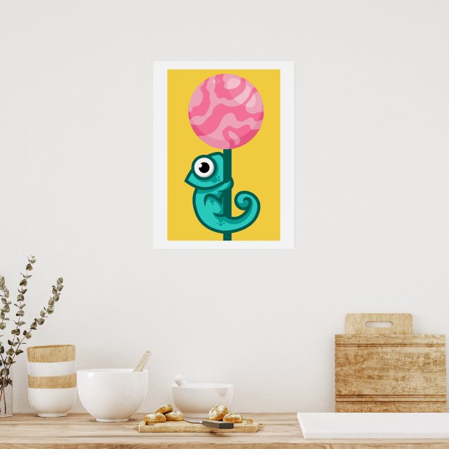 Funny Chameleon - Süße Tier Spielzimmer Poster (Küche)