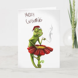 Funny Chameleon Weihnachtskarte Feiertagskarte