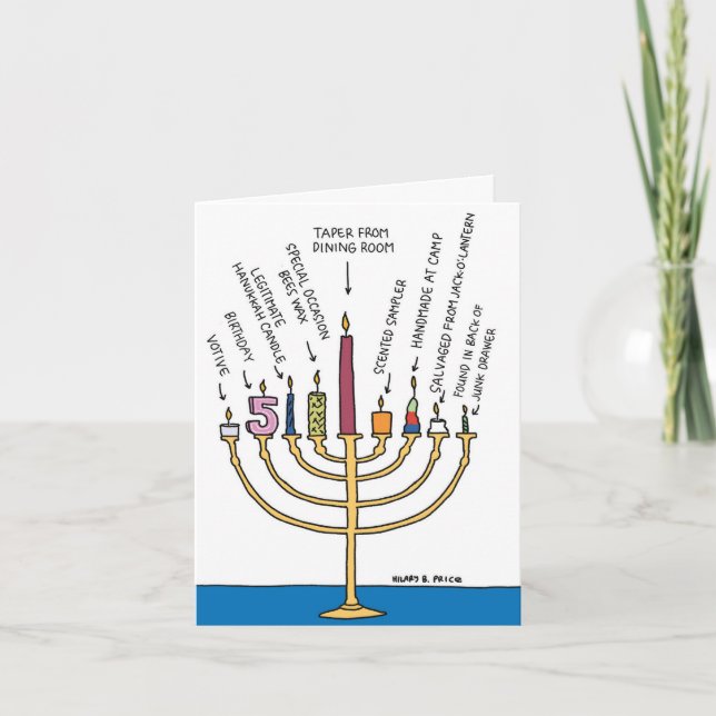 Funny Chanukah Grußkarte - Menorah Candles Karte (Vorderseite)