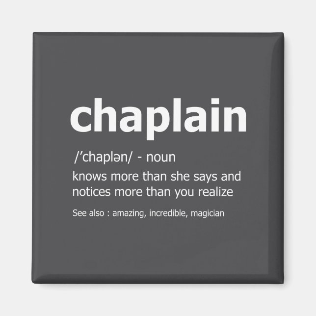 Funny Chaplain Definition New Job Gift For Chaplai Magnet (Vorne)