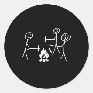 Funny Characters tanzen um Feuer Runder Aufkleber