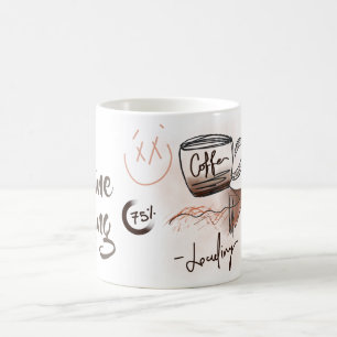 Funny Charding Coffeine Sketch Monogram Kaffeetasse