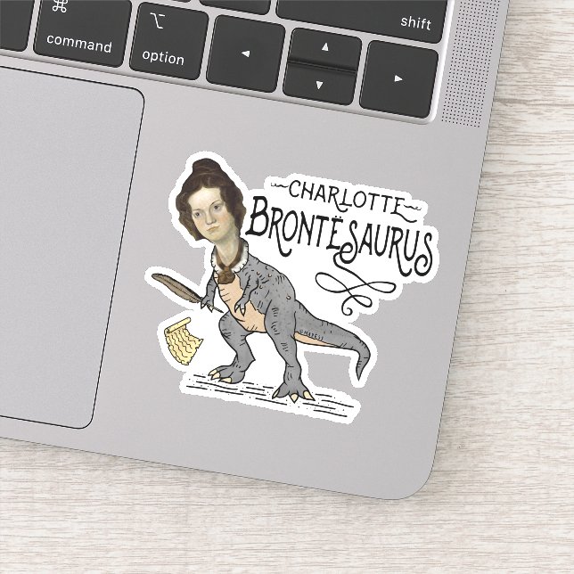 Funny Charlotte Bronte Saurus Dinosaur Buchleser Aufkleber (Detail)