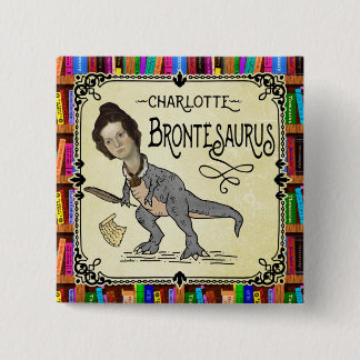Funny Charlotte Bronte Saurus Dinosaur Buchleser Button