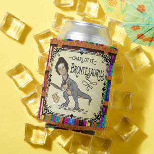 Funny Charlotte Bronte Saurus Dinosaur Buchleser Dosenkühler