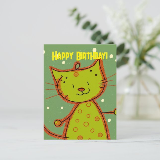 Funny Chat Anniversaire Carte postale pour Amoureu (Debout devant)