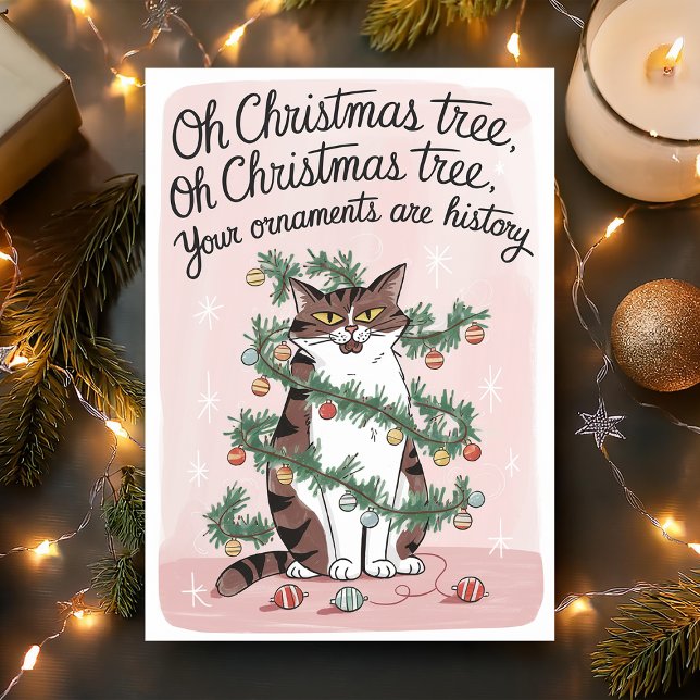 Funny Chat Arbre de Noël Ornements Carte de vacanc (Créateur téléchargé)