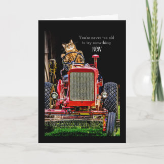 Funny Chat conducteur Tracteur carte d'anniversair