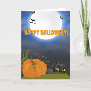 Funny Chat noir Citrouille Halloween Carte de vaca