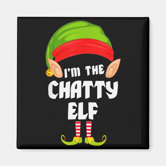Funny Chatty Elf Matching Family Group Pj Christma Magnet (Vorne)