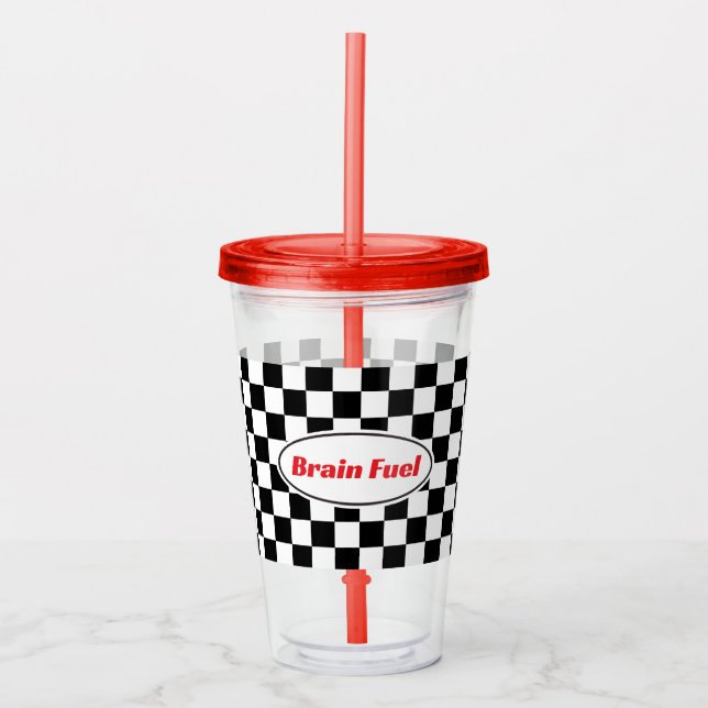 Funny Checkered Flag Travel Acrylic Tumbler Acryltrinkbecher (Vorderseite)