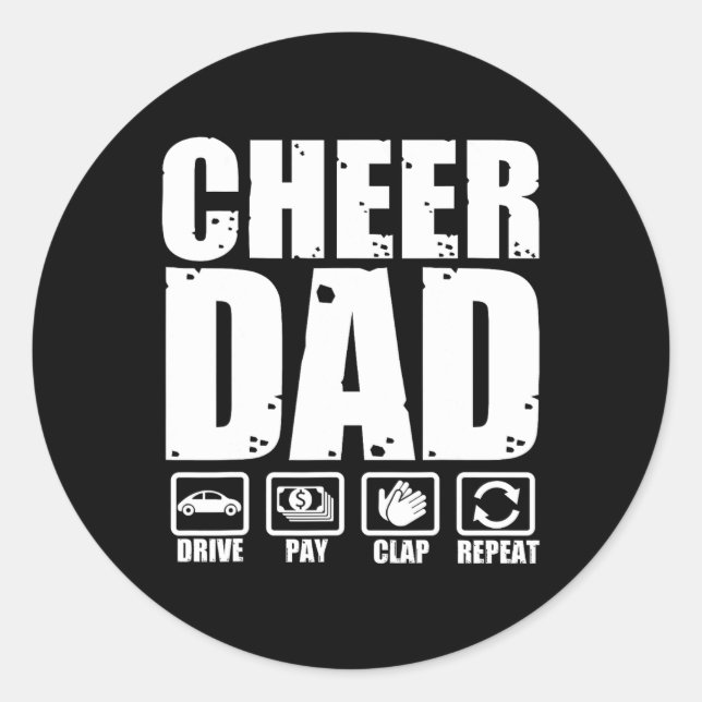 Funny Cheer Vater Proud Cheerleader Pater Spaß Fet Runder Aufkleber (Vorderseite)