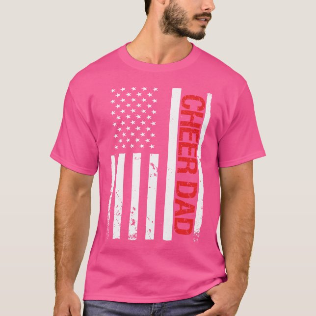 Funny Cheer Vater US American Flag Chereleader T-Shirt (Vorderseite)