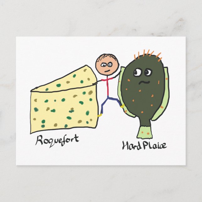 Funny Cheese Rock and Hard Place Joke Postkarte (Vorderseite)
