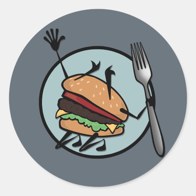 FUNNY CHEESEBURGER GRAPHIC ROUND MATTE STICKERS (Vorderseite)