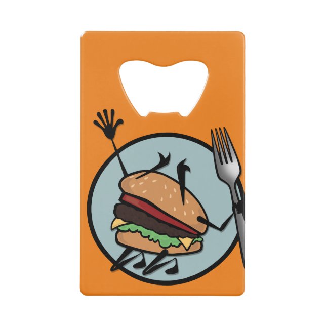 FUNNY CHEESEBURGER KREDITKARTENKARTE OPENER GELDBEUTEL FLASCHENÖFFNER (Vorderseite)