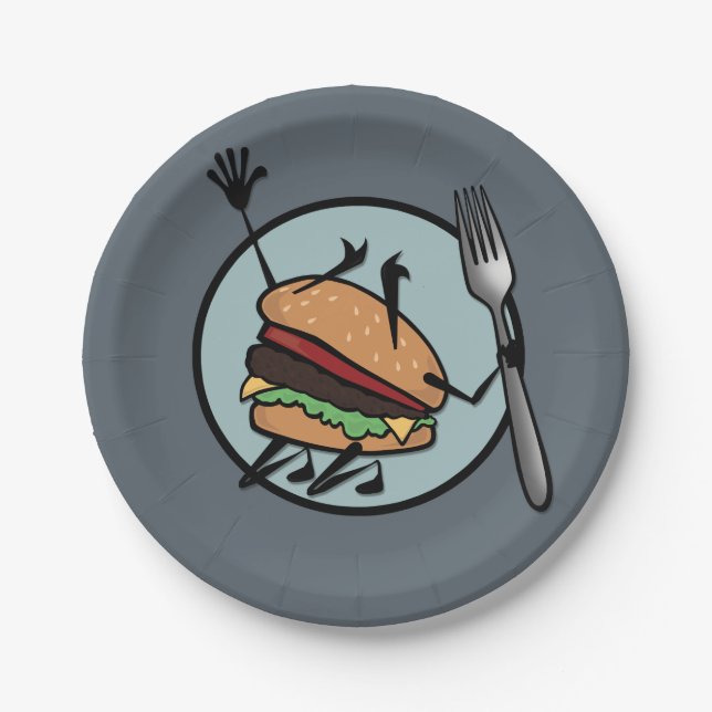 FUNNY CHEESEBURGER PAPIERPLATTE PAPPTELLER (Vorderseite)