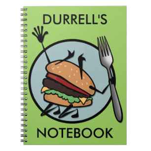 FUNNY CHEESEBURGER PERSONALISIERTE SPIRALNOTEBOOKS NOTIZBLOCK