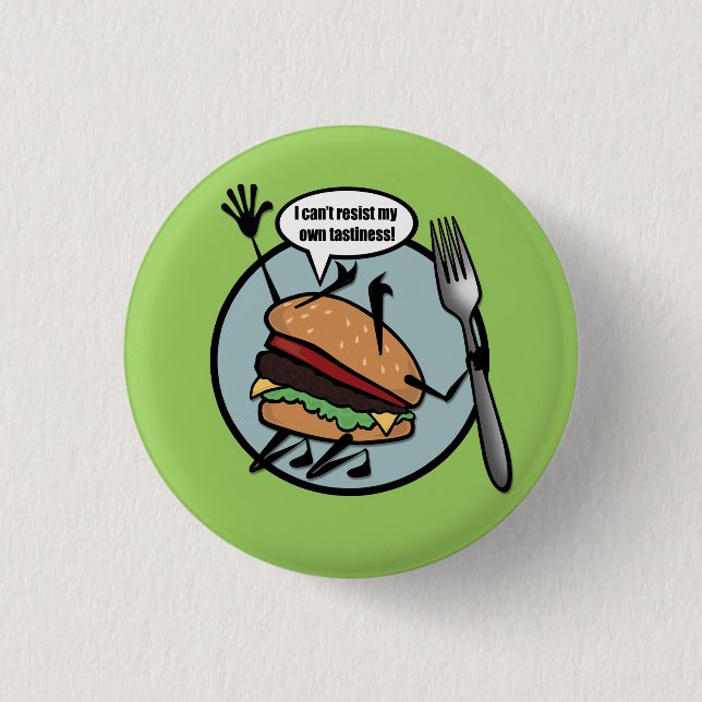 FUNNY CHEESEBURGER RUNDE BUTTON RÜCKKOPF (Vorderseite)
