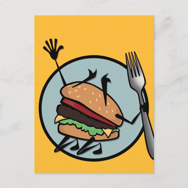FUNNY CHEESEBURGER VERTICAL POSTCARD POSTKARTE (Vorderseite)