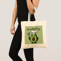 Funny Chef Avocado "Good Fat" Reusable Tote Bag