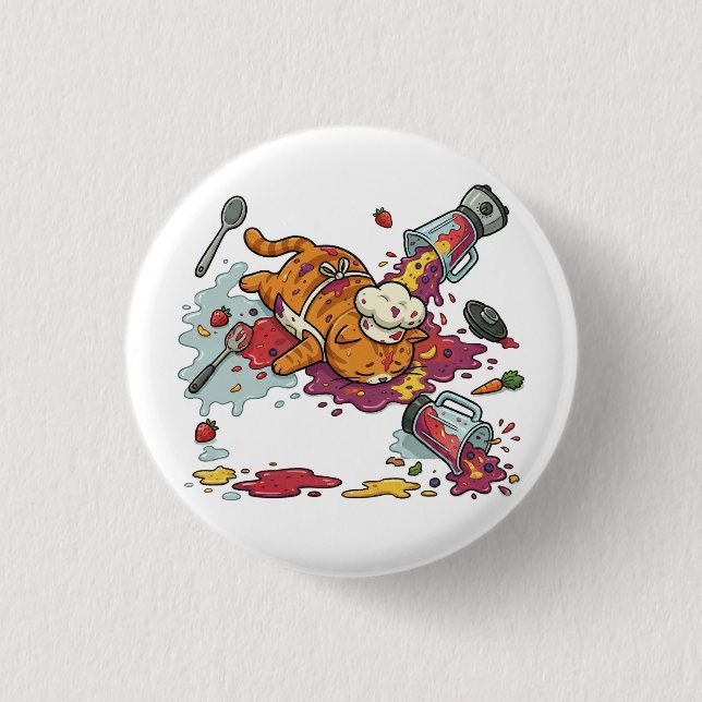 Funny Chef Cat Kitchen Disaster Button (Vorderseite)