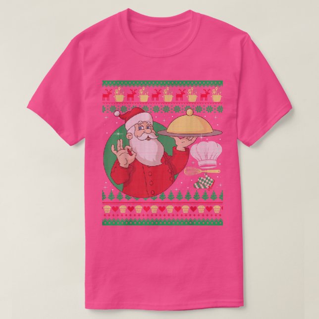 Funny Chef Cooking Ugly Christmas Sweaters  T-Shirt (Design vorne)